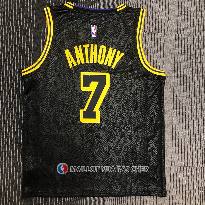 Maillot Los Angeles Lakers Carmelo Anthony NO 7 Black Mamba Noir